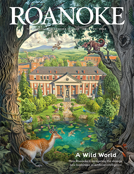 Ai illustration of Roanoke College magazine cover 2024, Issue Two