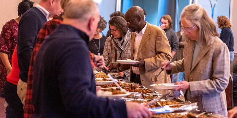 Students, staff and faculty partake in food catered by Roanoke restaurant Red Palace