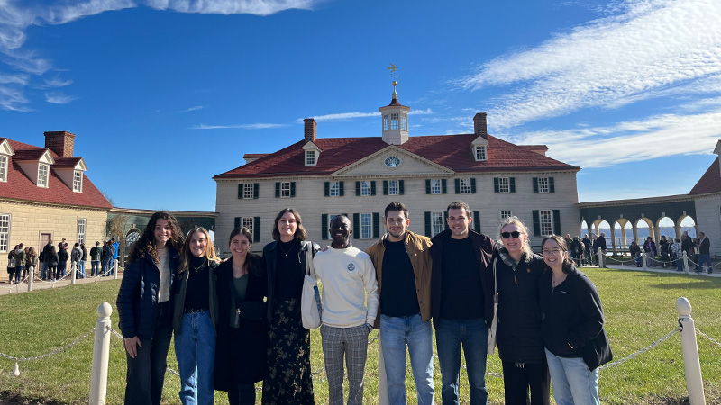 Washington Semester students from Roanoke College smile during a visit to Mount Vernon