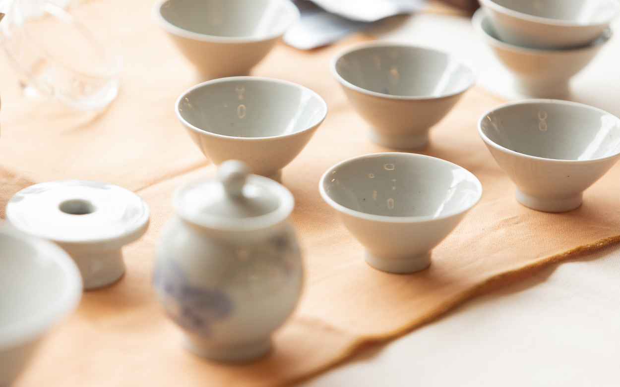 A collection of Korean tea cups.