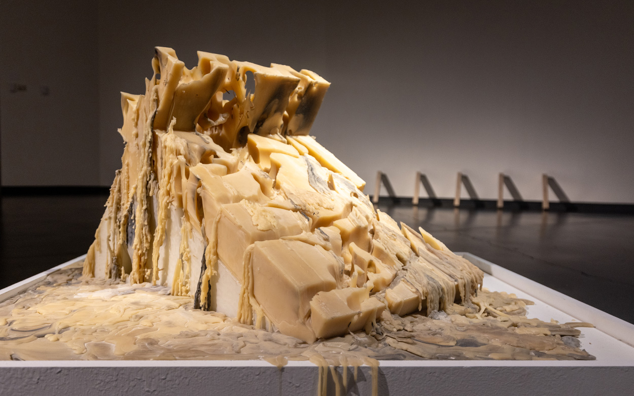 Sculpture that resembles a block of melting wax