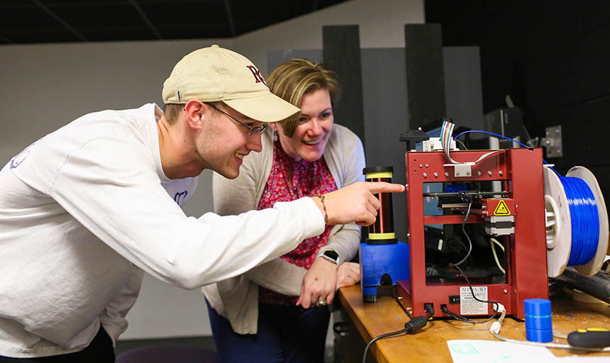 William lambert and dr. saoub working on the 3D printing project