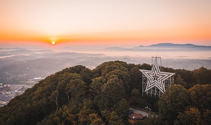 Mill Mountain Star over city of Roanoke Virginia