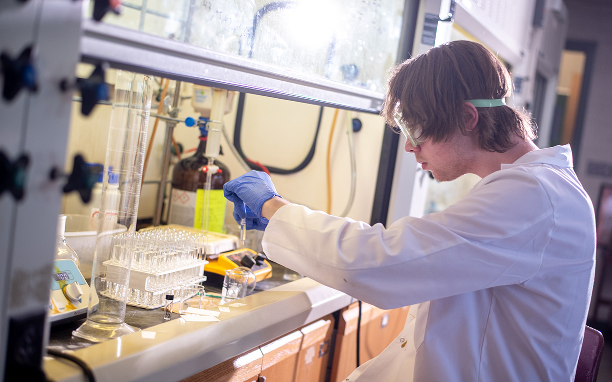 student working in a lab