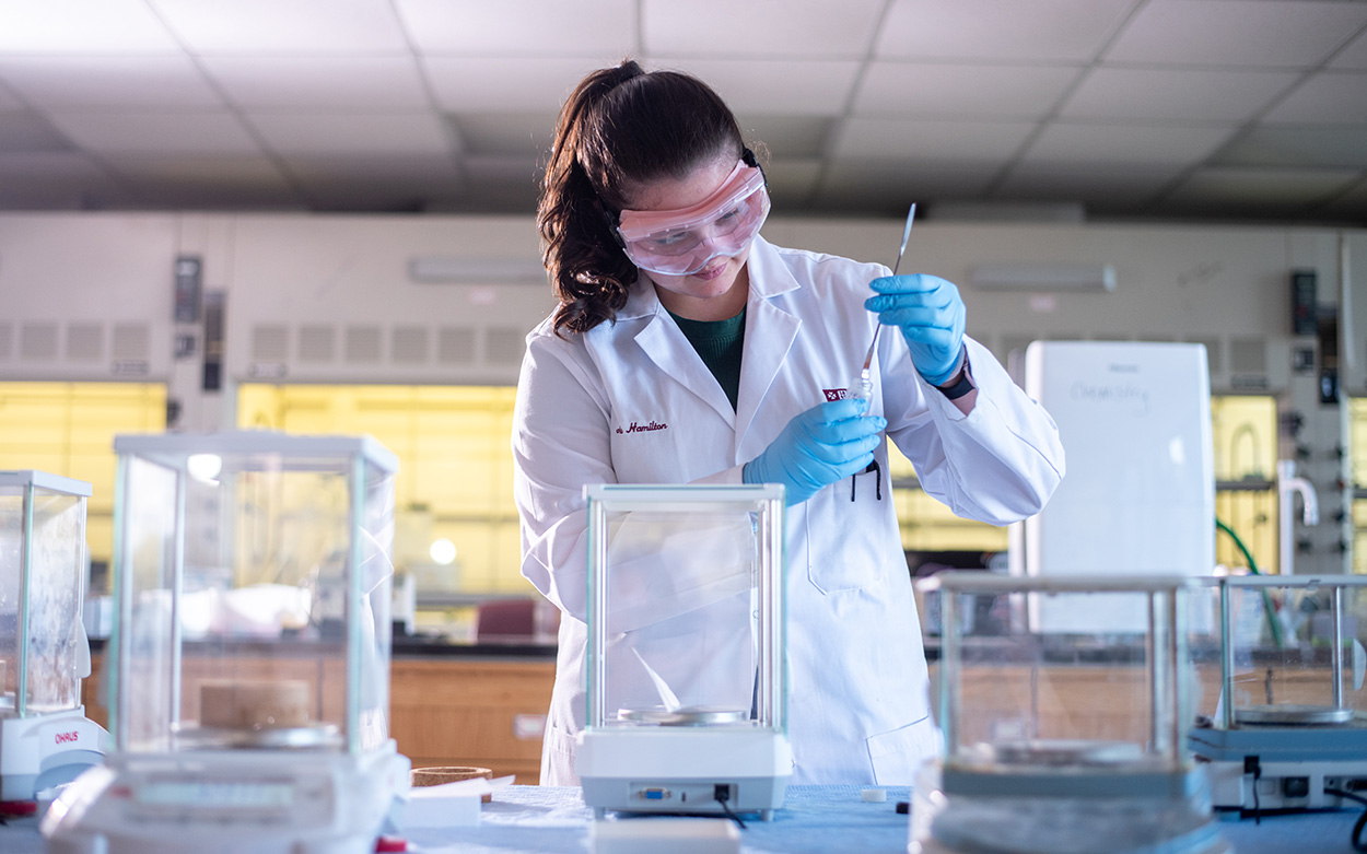 student working in a lab